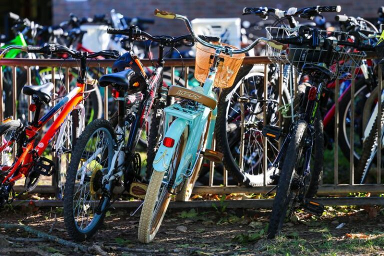 Bicycles parked at rack