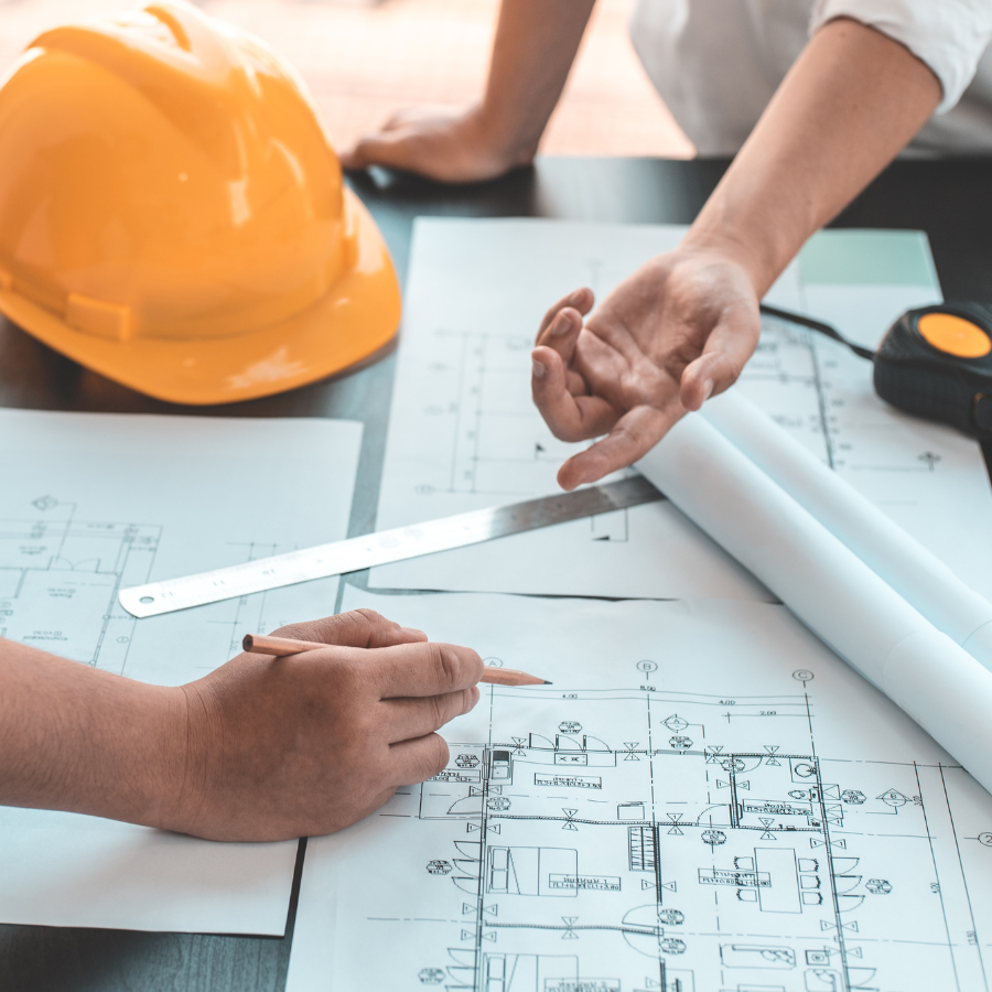 construction hat and supplies