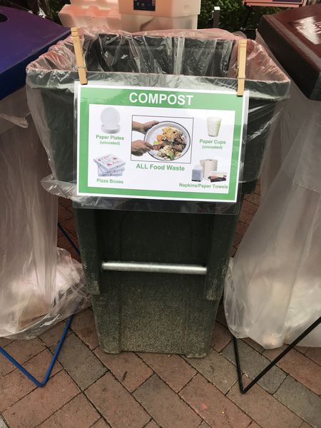 compost bin with sign