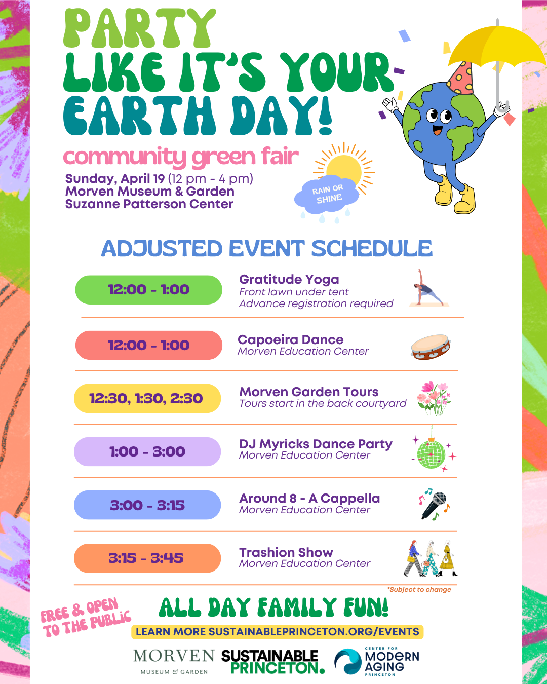 Earth Day 2026 Schedule RAIN UPDATE