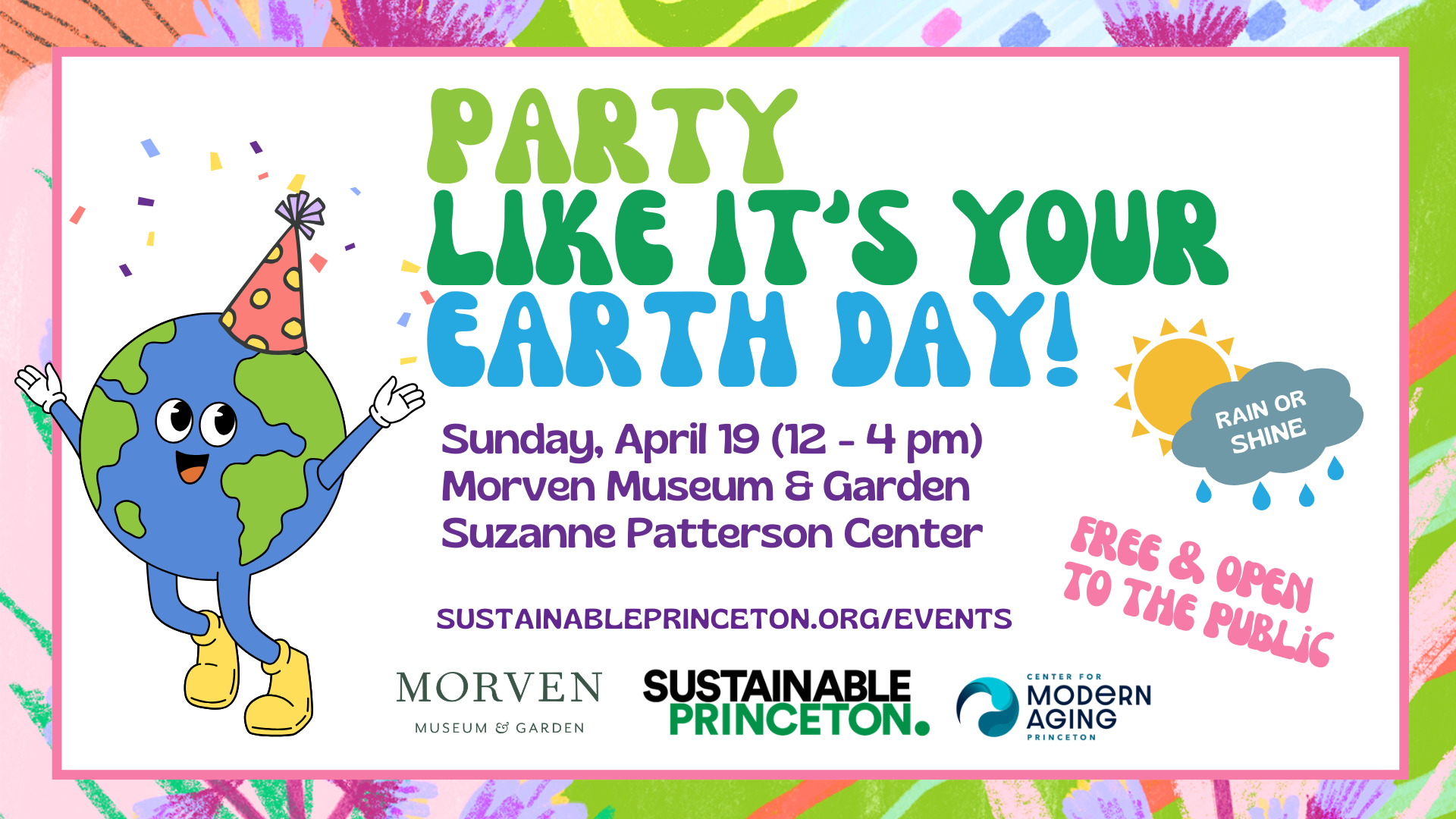 Earth Day Celebration banner Rain info